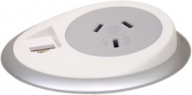 Elsafe: Pixel 1 X Gpo / 1 X Data Coupler With 2000mm Lead With 10a Three Pin Plug - White/ Silver