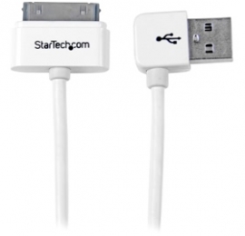 Startech 1m (3 Ft) Apple 30-pin Dock Connector To Left Angle Usb Cable For Iphone/ Ipod/ Ipad