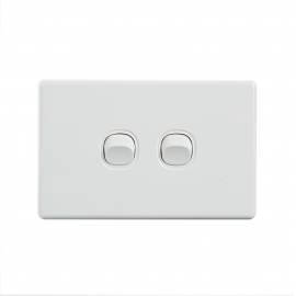 4C | Elegant Wall Switch 2 Gang 250V 16A - Horizontal 040.0.0084