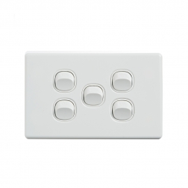 4C | Elegant Wall Switch 5 Gang 250V 16A - Horizontal 040.0.0090
