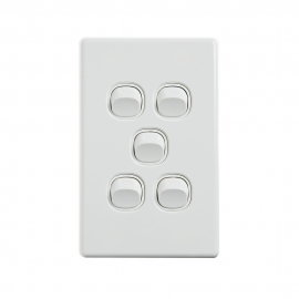 4C | Elegant Wall Switch 5 Gang 250V 16A - Vertical 040.0.0091