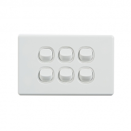 4C | Elegant Wall Switch 6 Gang 250V 16A - Horizontal 040.0.0092