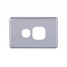 4C | Classic Single Power Point Cover Plate - Horizontal - Silver 040.000.0048