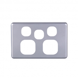 4C | Classic Double Power Point with Extra Switch Cover Plate - Silver 040.000.0050
