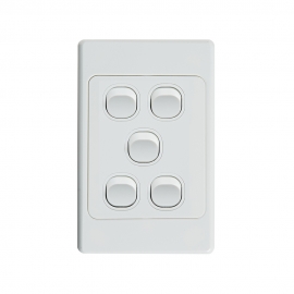 4C | Ultima 5 Gang Switch 250V 16AX - Vertical 040.000.0065