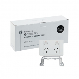 4C | Ultima Double Power Point 250V 10A - Horizontal - 10 Pack with 10 FREE C-Clips
