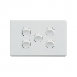 4C | Classic 5 Gang Switch 250V 16AX - Horizontal