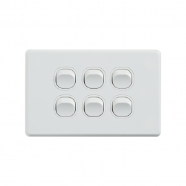 4C | Classic 6 Gang Switch 250V 16AX - Horizontal