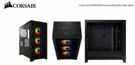 Corsair Carbide Series 4000X RGB E-ATX, ATX, Tempered Glass Front and Side. Black,3x 120mm RGB Fans pre-installed. USB 3.0 and Type-C x 1