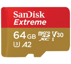 SanDisk 64GB Extreme microSD SDHC SQXAF V30 U3 C10 A1 UHS-1 160MB/s R 60MB/s W 4x6 SD Adaptor Android Smartphone Action Camera Drones
