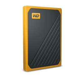WD My Passport Go 500GB External Portable SSD 400 MB/s USB3.0 Tough Durable Drop Resistant Built-in Cable Amber Yellow for PC Mac 3yrs