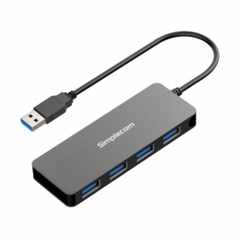 Simplecom CH319 Ultra Slim Aluminium 4 Port USB 3.0 Hub for PC Mac Laptop - Black