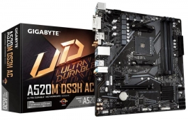 Gigabyte A520M DS3H AC AMD mATX MB 4xDDR4 1xM.2 SATA PCIE 3.0 1xDP 1xHDMI 1xDVI
