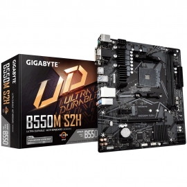 Gigabyte B550M S2H AMD Ryzen M-ATX Motherboard 2xDDR4 4xSATA 1xM.2 RAID LAN 1xPCIEx16 HDMI DVI-D 6xUSB3.2 4xUSB2.0