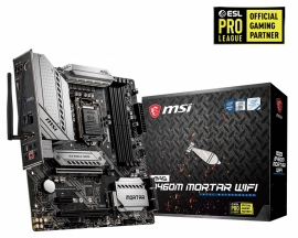 MSI B460M MORTAR WIFI LGA 10th Gen mATX MB 4xDDR4 3xPCIE RAID 1xHDMI 1xDP 2xM.2 8xSATAIII 2xUSB3.2 6xUSB2.0