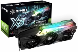INNO3D NVidia GEFORCE RTX 3090 ICHILL X3 24G 1755 MHz Boost 2nd Gen RT Cores, Tensor Cores, AI Acceleration, 3 Fans, RGB