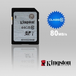 Kingston 64GB SDHC CLASS10 UHS-I 80MB/ S READ FLASH CARD FAR EAST RETAIL SD10VG2/64GBFR