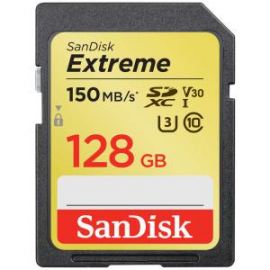 Sandisk Extreme Sdxc Sdxv5 128Gb V30 U3 C10 Uhs-I 150Mb/ S R 70Mb/ S W 4X6 Lifetime Limited Sdsdxv5-128G-Gncin