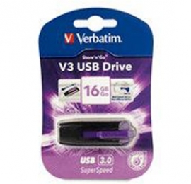 Verbatim 16gb Usb3 Blackviolet V3, Store" N" Go Thumbdrive Usv-49180