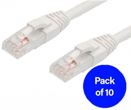 1.5M Cat6 Rj45-Rj45 Pack Of 10 Ethernet Network Cable. White