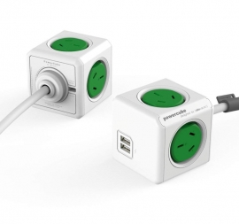 Allocacoc Powercube Extended 4 Outlets With 2 Usb 3M - Green (Ls) 5404/Aueupcgreen