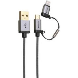 Verbatim Metallic Charge&sync 2-in1 Micro+lightning - Grey 120cm 64828