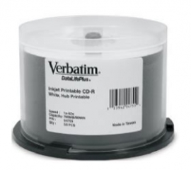 Verbatim Cd-r 50pk Spindle - Ij Printable Wide - 52x 80min Blue Azo 94755