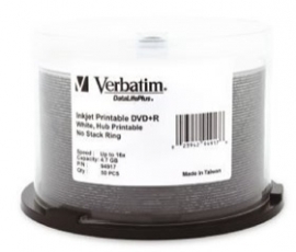 Verbatim Dvd+r 4.7gb White Inkjet Wide Print 50pk 16x 94917
