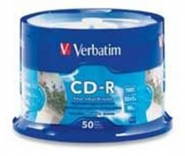 Verbatim Cd-r 50pk Spindle - Ij Printable Silver - 52x 80min P-cyanine 95005