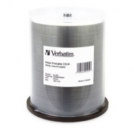 Verbatim Cd-r 80min White Wide Inkjet Printable100 Pack 52x 95252