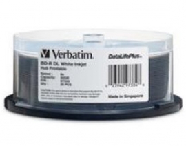 Verbatim  Bd-r Dl 50gb 6x Wide White Inkjet 25pk Spindle 97334