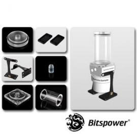 Bitspower Dual / Single D5 Pump Upgrade Kit Which Contains D5 Top + Reservoir Combo With Two Stands. Clear Top + Clear Body Sized 100mm Bp-d5topuk100ac-clcl