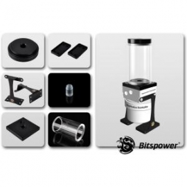 Bitspower Dual / Single D5 Pump Upgrade Kit Which Contains D5 Top + Reservoir Combo With Two Stands. Black Top + Clear Body Sized 100mm Bp-d5topuk100p-bkcl