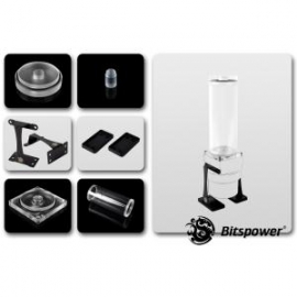 Bitspower Dual / Single D5 Pump Upgrade Kit Which Contains D5 Top + Reservoir Combo With Two Stands. Clear Top + Clear Body Sized 150mm Bp-d5topuk150ac-clcl