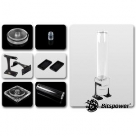 Bitspower Dual / Single D5 Pump Upgrade Kit Which Contains D5 Top + Reservoir Combo With Two Stands. Clear Top + Clear Body Sized 250mm Bp-d5topuk250ac-clcl