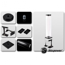Bitspower Dual / Single D5 Pump Upgrade Kit Which Contains D5 Top + Reservoir Combo With Two Stands. Black Top + Clear Body Sized 250mm Bp-d5topuk250p-bkcl