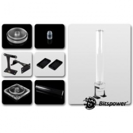 Bitspower Dual / Single D5 Pump Upgrade Kit Which Contains D5 Top + Reservoir Combo With Two Stands. Clear Top + Clear Body Sized 400mm Bp-d5topuk400ac-clcl