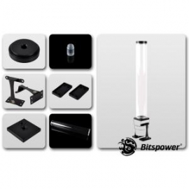 Bitspower Dual / Single D5 Pump Upgrade Kit Which Contains D5 Top + Reservoir Combo With Two Stands. Black Top + Clear Body Sized 400mm Bp-d5topuk400p-bkcl