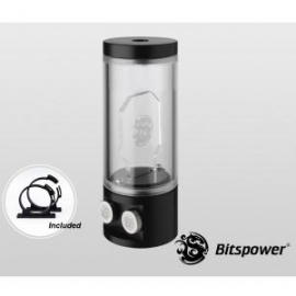 Bitspower Multi-flow Design Reservoir Specifically Designed To Prevent Whirlpool Effect. Clear Body With Black Cap. Sized 100mm Bp-wtzmu100p-clbk