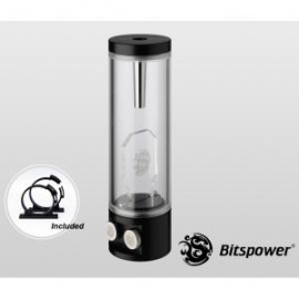 Bitspower Multi-flow Design Reservoir Specifically Designed To Prevent Whirlpool Effect. Clear Body With Black Cap. Sized 150mm. Bp-wtzmu150p-clbk
