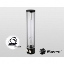 Bitspower Multi-flow Design Reservoir Specifically Designed To Prevent Whirlpool Effect. Clear Body With Black Cap. Sized 250mm. Bp-wtzmu250p-clbk