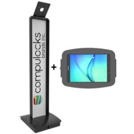 Ompulocks Secure Space Enclosure With Brandme Floor Stand For Galaxy Tab A 10.1in - Black 140b910ageb