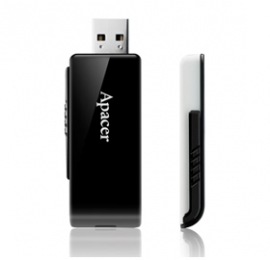 Apacer Ah350 64gb Usb3.0 Slim Pendrive, Black And White, Retractable Design