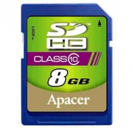 Apacer Sdhc 8gb Class10 Retail For Dslr And Video Recorder, 10mb/ S Minimum Writing Performance