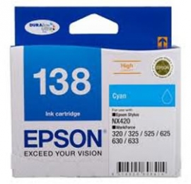 Epson 138 High Capacity Cyan Ink Cartridge Workforce 840 633 630 625 525 60 325 320 Nx420 C13t138292
