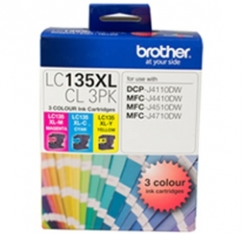 Brother Lc135xlcl3pk Lc135xl Colour Value Pack 1xcyan 1x Magenta 1x Yellow