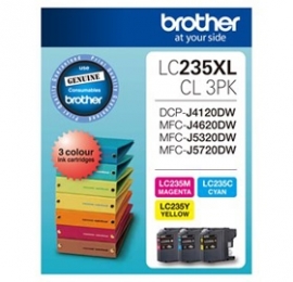 Brother Lc235xlcl3pk Lc235xl Colour Value Pack 1xcyan 1x Magenta 1x Yellow