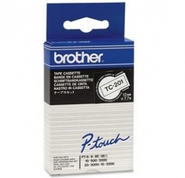 Brother Tc201 P-touch Tc Laminated Tape 12mm X 7.5m Black On White