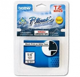 Brother Tze211 Brother Tz-211 P-touch Tape 1/ 4 In X 26 Ft Black On White