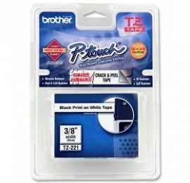 Brother Tze221 Brother Tz-221 P-touch Tape 3/ 8 In X 26 Ft Black On White